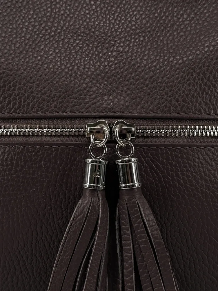 Sac bandoulière en cuir grainé LONDON Chocolat