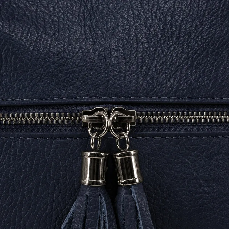 Sac bandoulière en cuir grainé LONDON Bleu marine