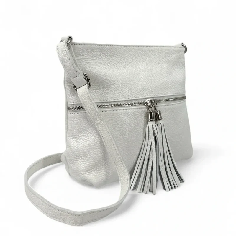 Sac bandoulière en cuir grainé LONDON Blanc