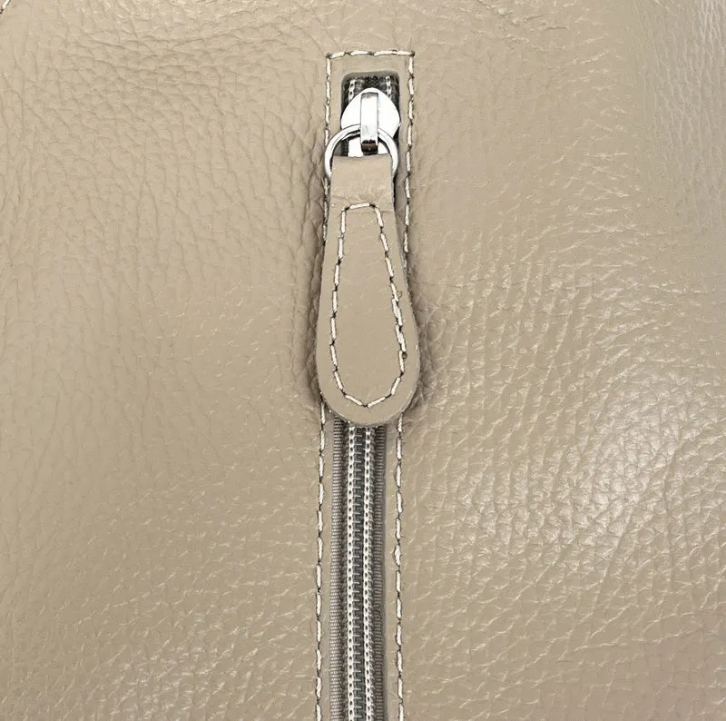 Sac HOBO en cuir grainé MANDALAY Taupe