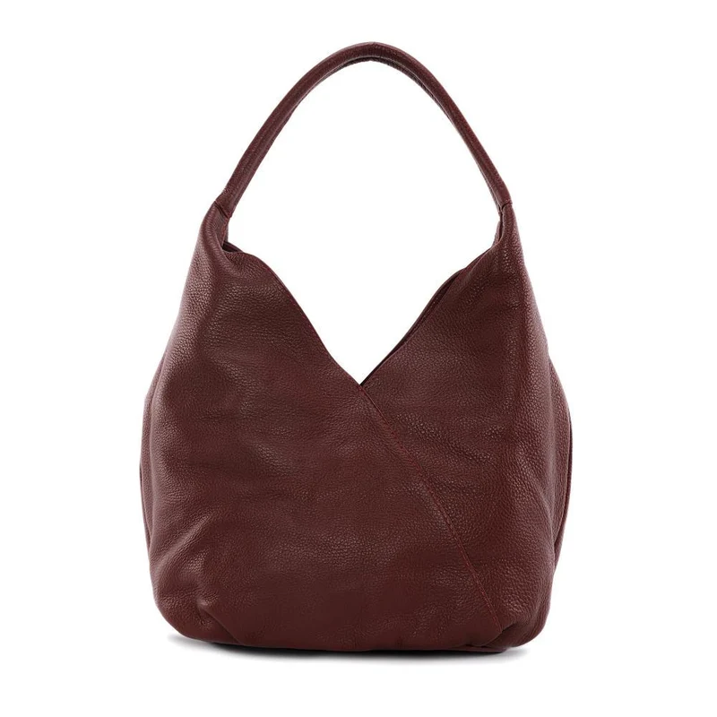 Sac HOBO en cuir grainé MANDALAY Rouge foncé