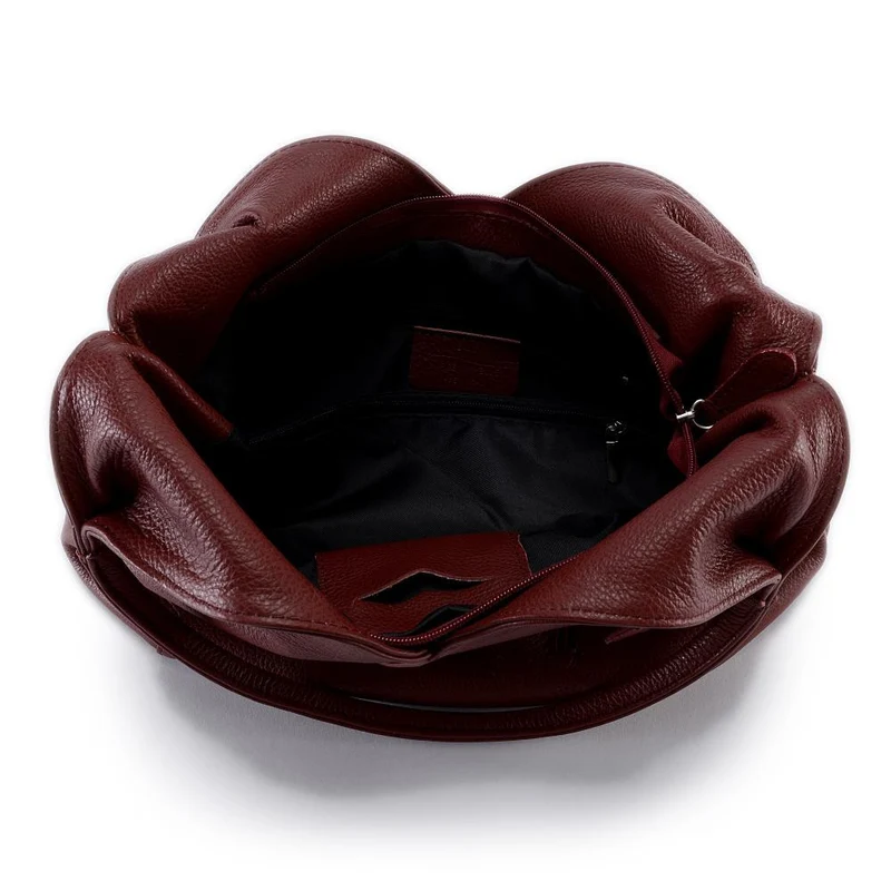 Sac HOBO en cuir grainé MANDALAY Rouge foncé