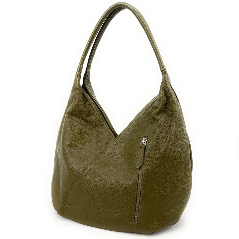 Sac HOBO en cuir grainé MANDALAY Kaki