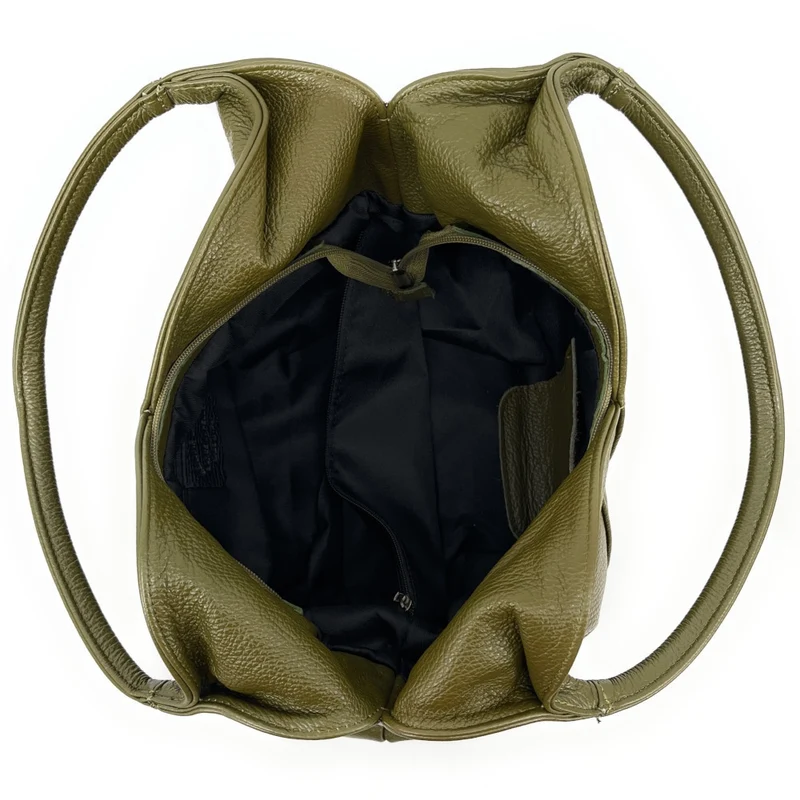 Sac HOBO en cuir grainé MANDALAY Kaki