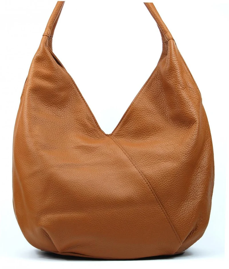 Sac HOBO en cuir grainé MANDALAY Cognac foncé