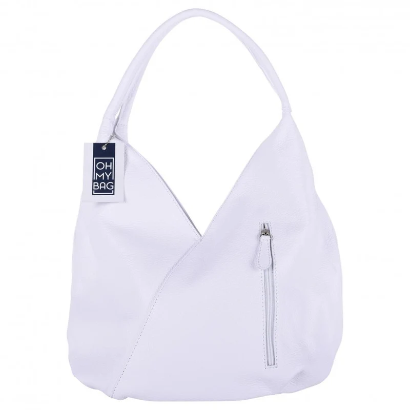 Sac HOBO en cuir grainé MANDALAY Blanc