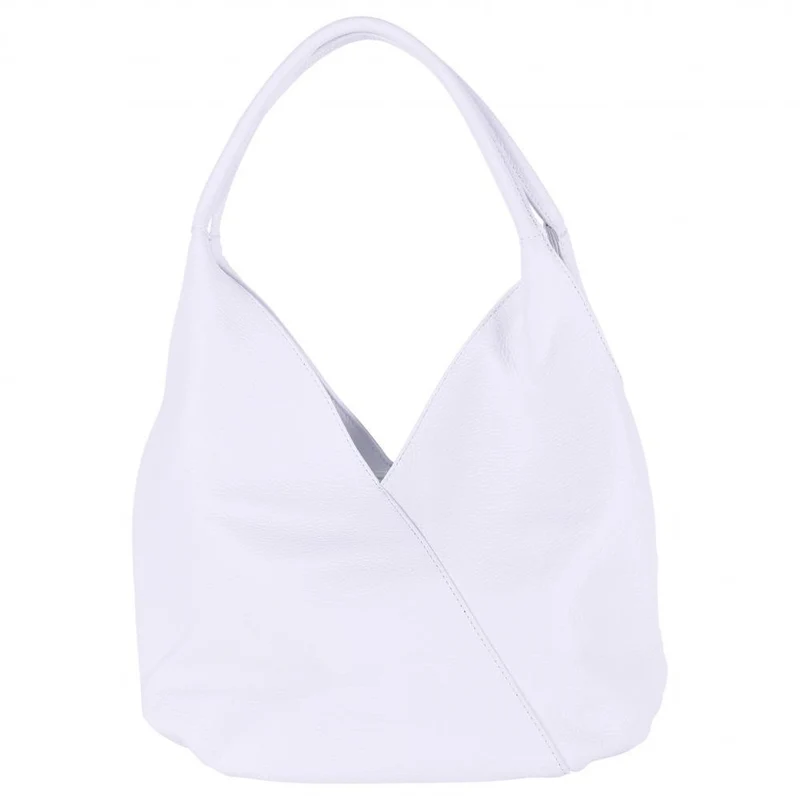 Sac HOBO en cuir grainé MANDALAY Blanc