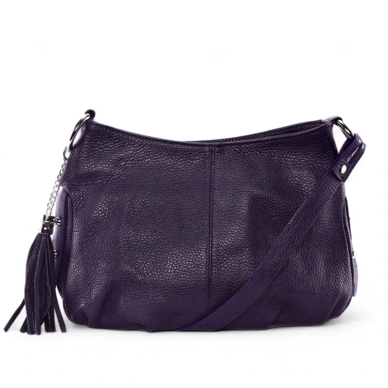 Sac à main en cuir grainé LOBE Violet