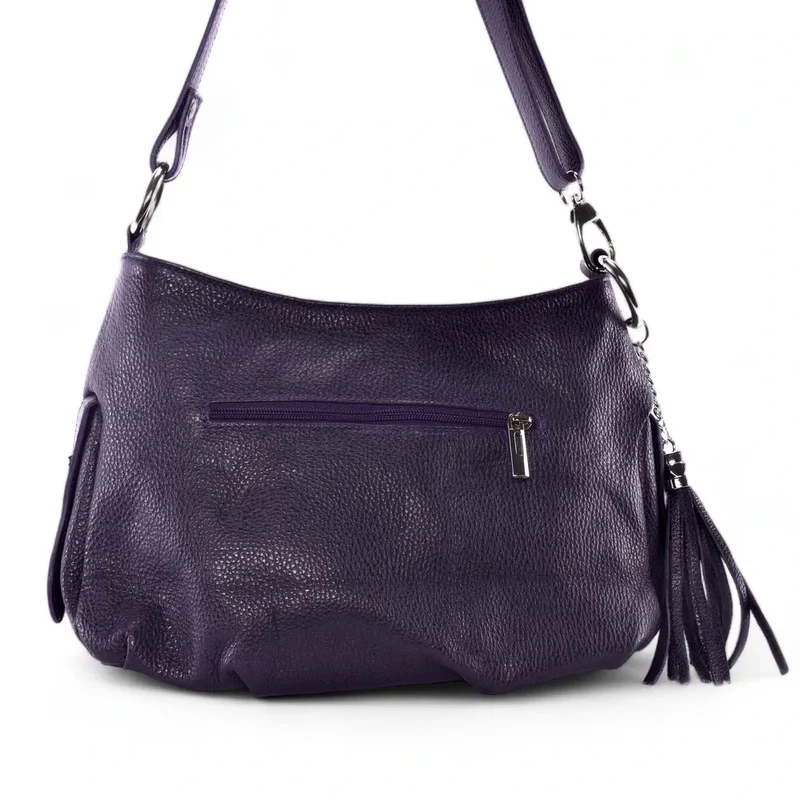 Sac à main en cuir grainé LOBE Violet