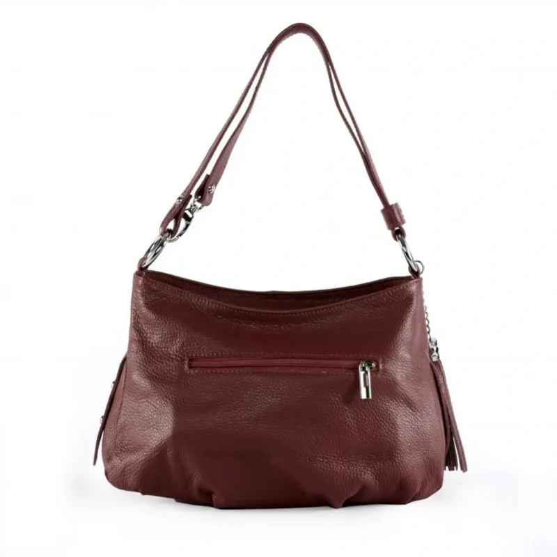 Sac à main en cuir grainé LOBE Rouge foncé