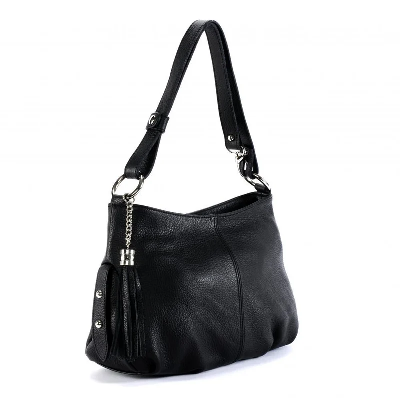 Sac à main en cuir grainé LOBE Noir