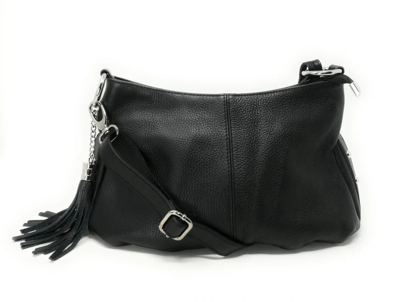 Sac à main en cuir grainé LOBE Noir