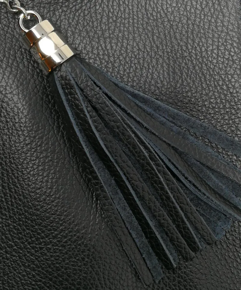 Sac à main en cuir grainé LOBE Noir