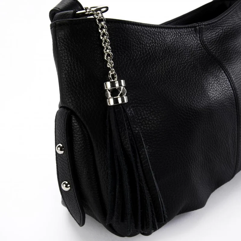 Sac à main en cuir grainé LOBE Noir