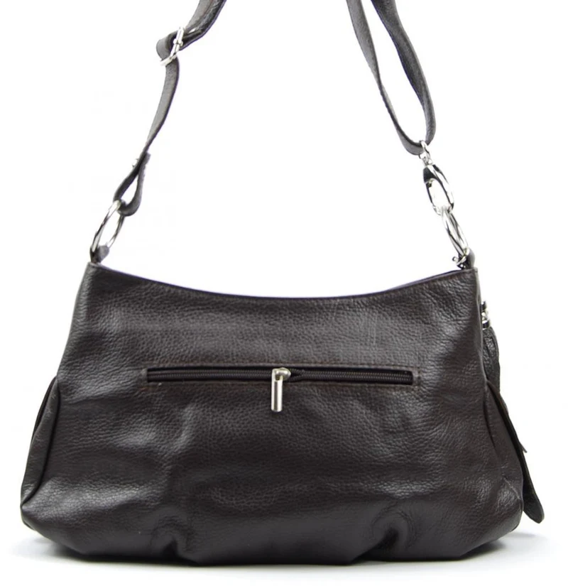Sac à main en cuir grainé LOBE Chocolat