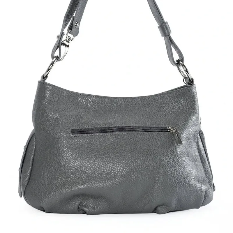 Sac à main en cuir grainé LOBE Gris foncé