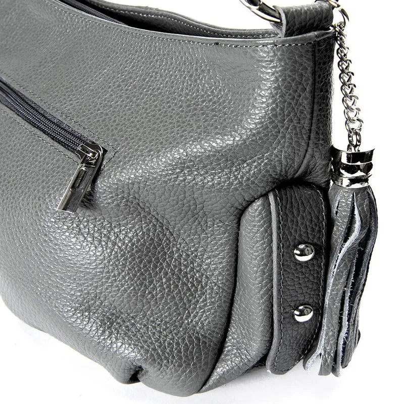 Sac à main en cuir grainé LOBE Gris foncé