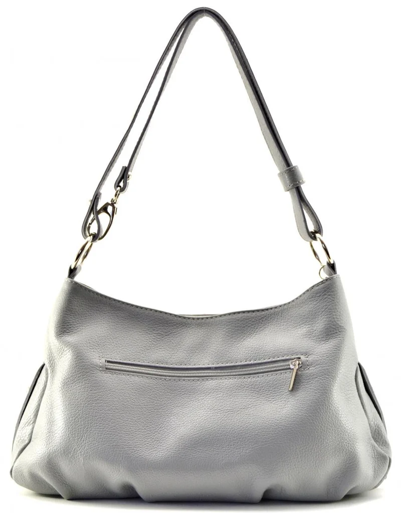 Sac à main en cuir grainé LOBE Gris clair