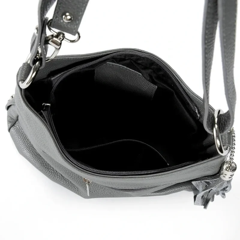 Sac à main en cuir grainé LOBE Gris clair