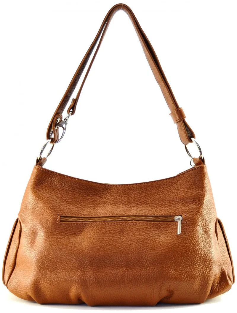 Sac à main en cuir grainé LOBE Cognac foncé