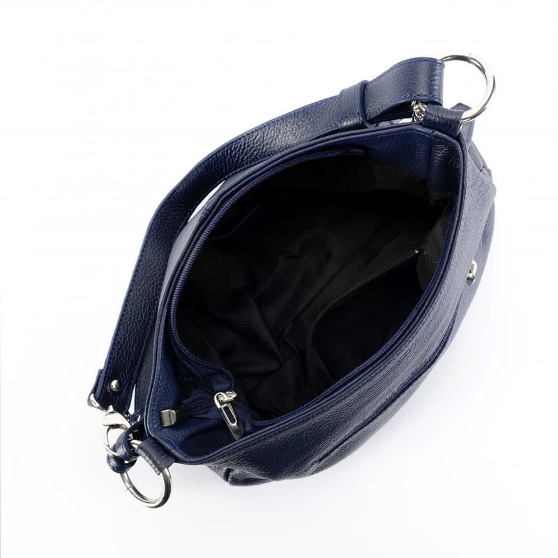 Sac à main en cuir grainé LOBE Bleu marine