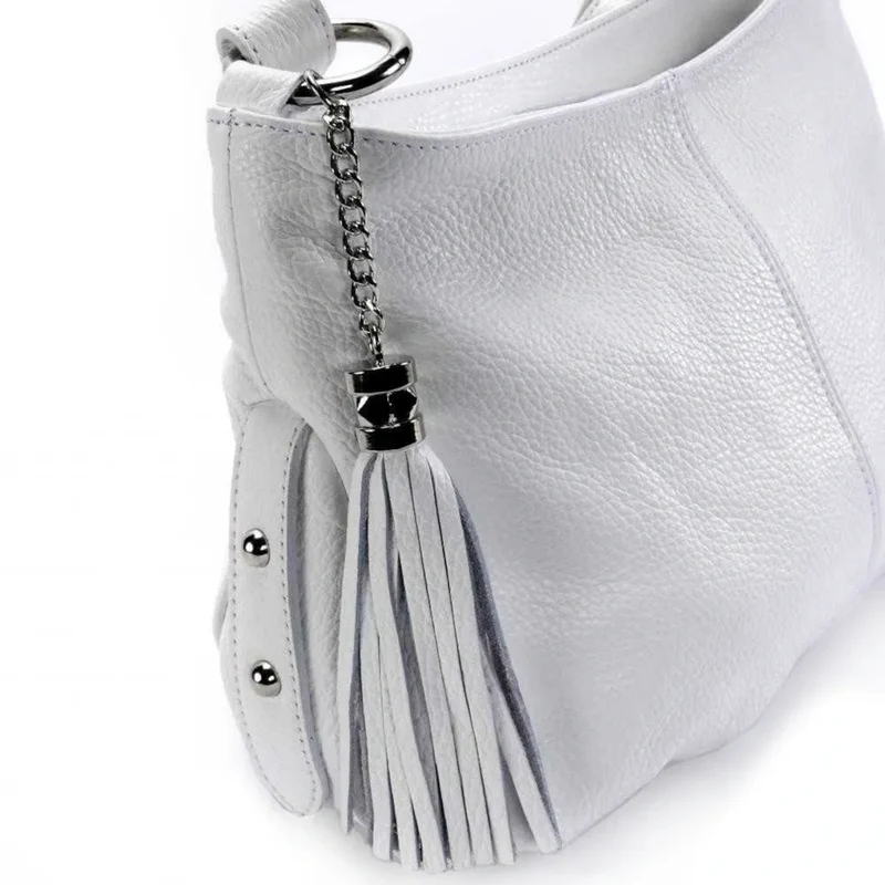 Sac à main en cuir grainé LOBE Blanc