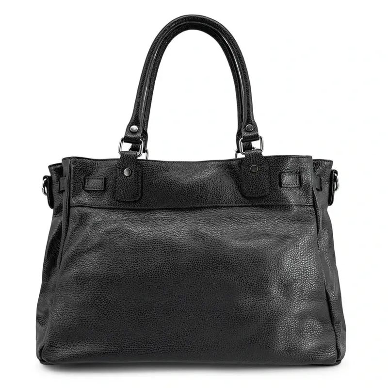 Sac cabas en cuir grainé JANET SILVER Noir
