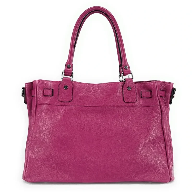 Sac cabas en cuir grainé JANET SILVER Rose fuchsia