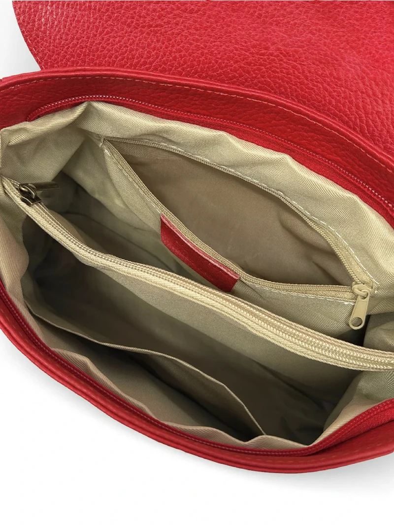 Sac bandoulière en cuir grainé SAIGON Rouge garance