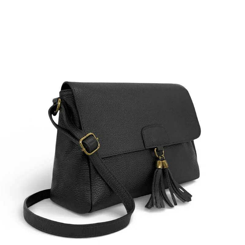 Sac bandoulière en cuir grainé SAIGON Noir
