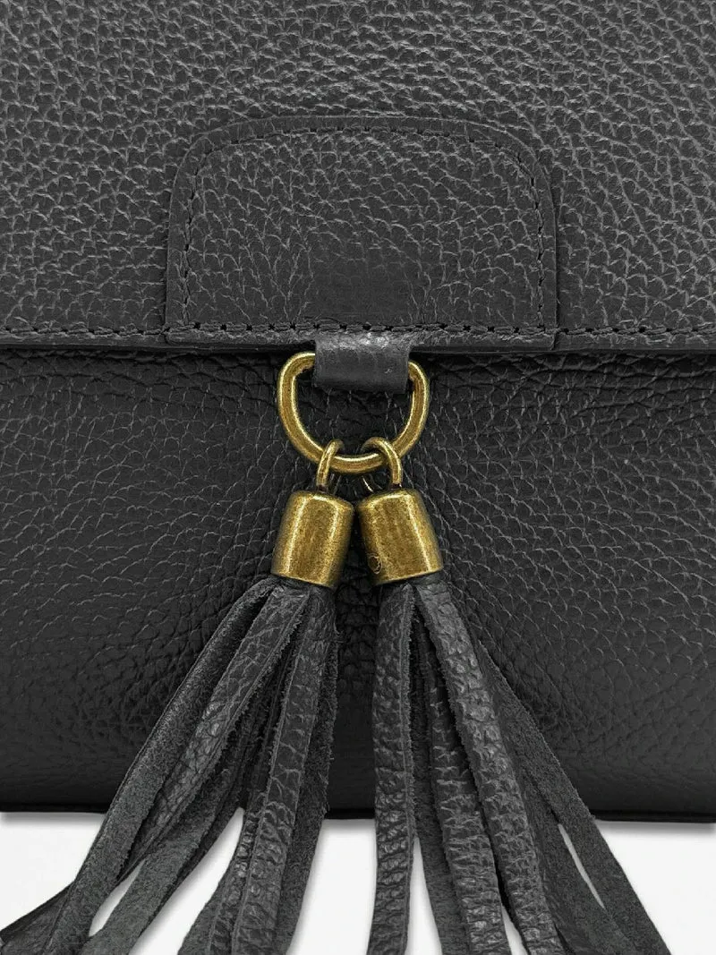 Sac bandoulière en cuir grainé SAIGON Noir