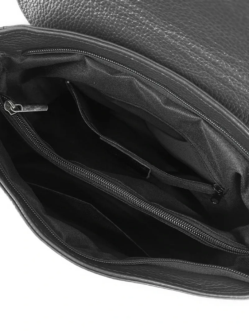 Sac bandoulière en cuir grainé SAIGON Noir