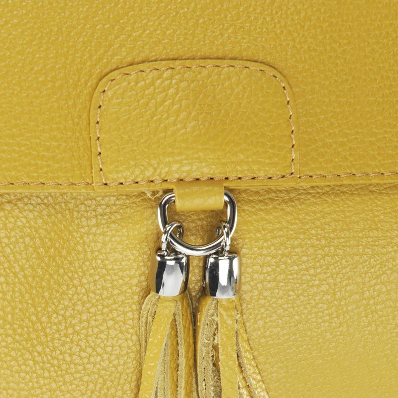 Sac bandoulière en cuir grainé SAIGON Jaune tournesol