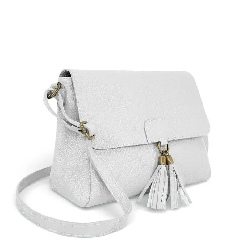 Sac bandoulière en cuir grainé SAIGON Blanc