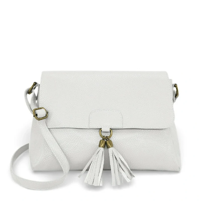 Sac bandoulière en cuir grainé SAIGON Blanc