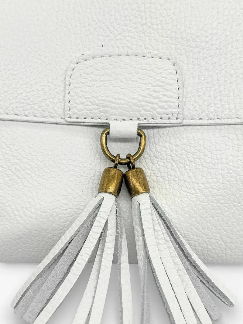 Sac bandoulière en cuir grainé SAIGON Blanc