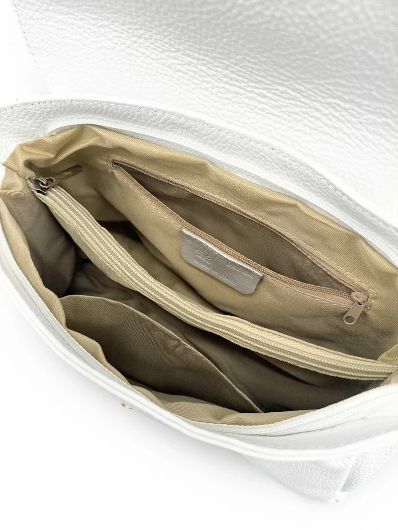 Sac bandoulière en cuir grainé SAIGON Blanc