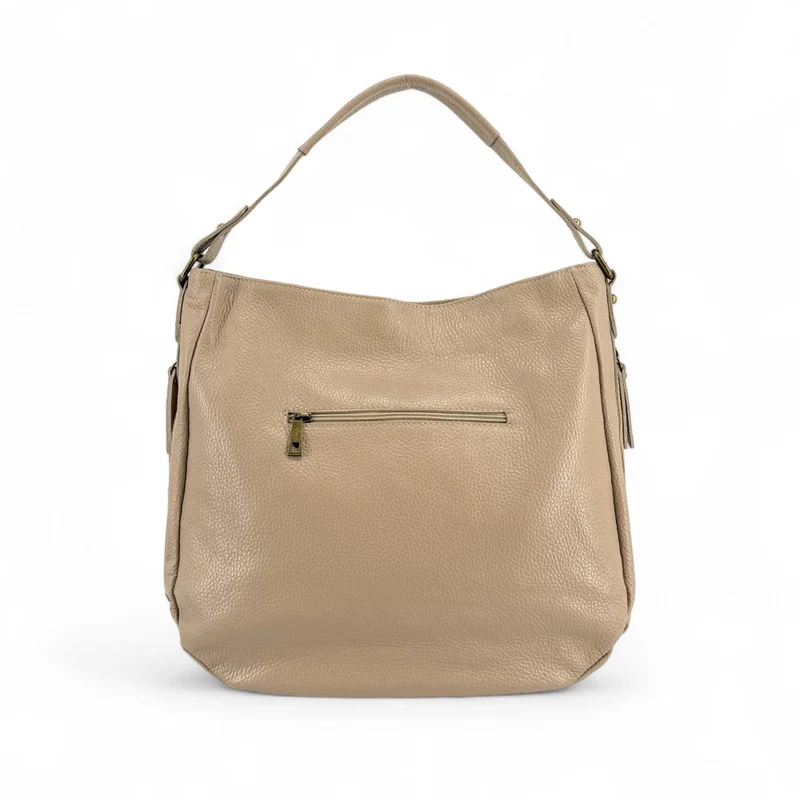 Sac à main en cuir grainé CANNES Taupe clair