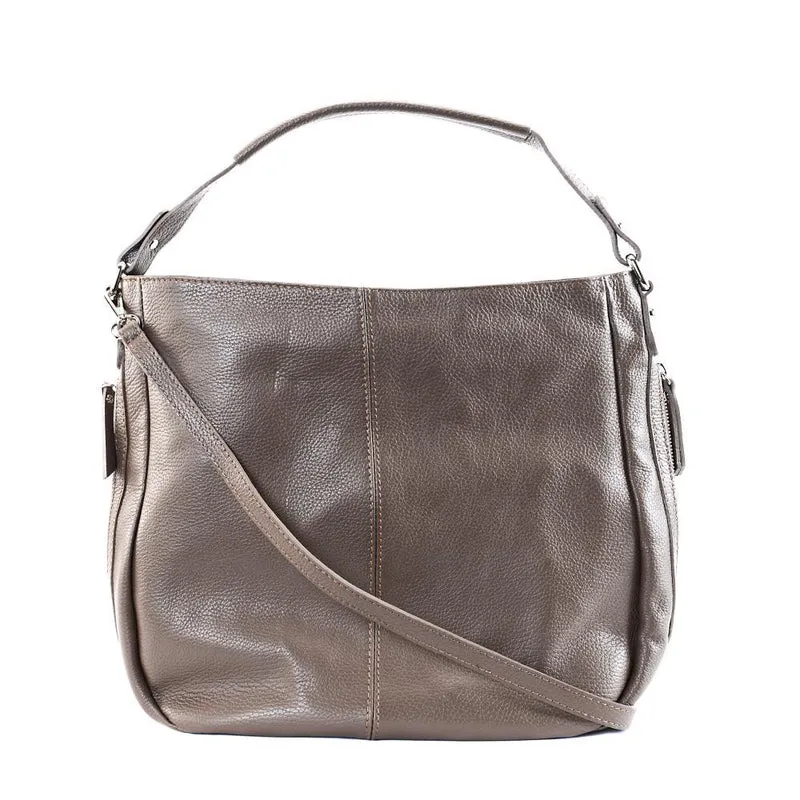 Sac à main en cuir grainé CANNES Taupe foncé
