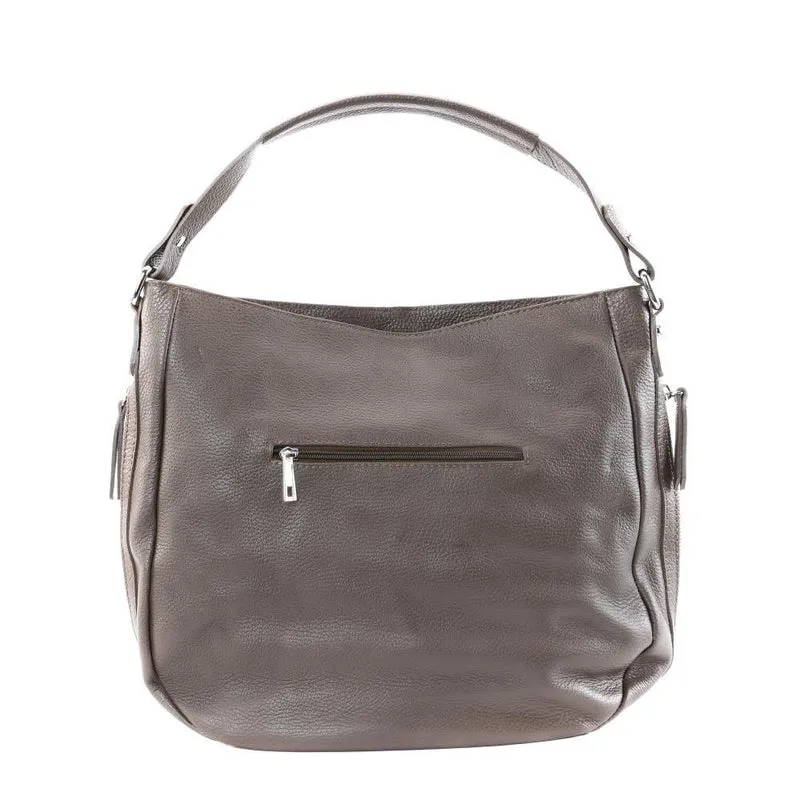 Sac à main en cuir grainé CANNES Taupe foncé