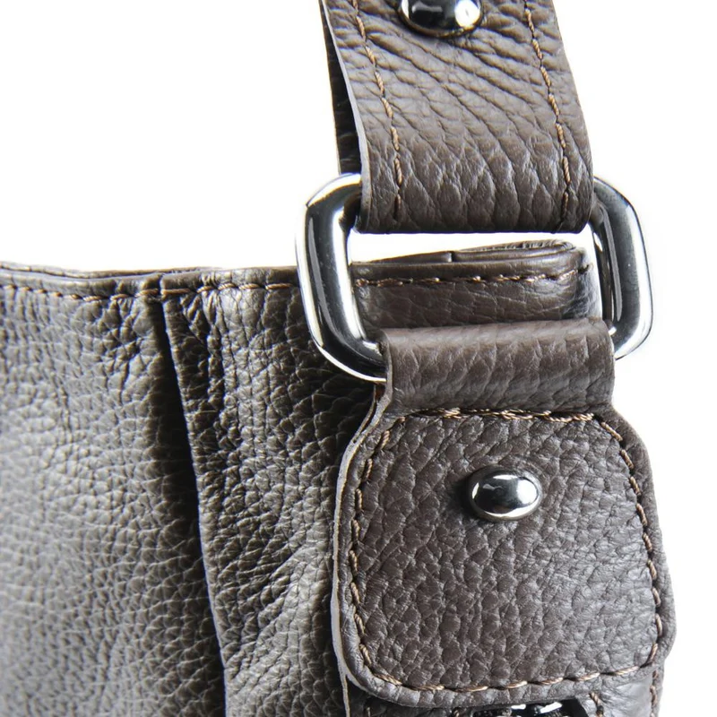 Sac à main en cuir grainé CANNES Taupe foncé