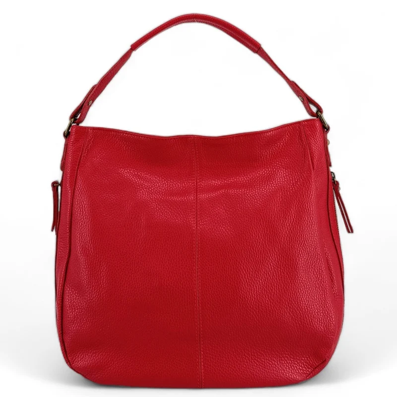 Sac à main en cuir grainé CANNES Rouge garance