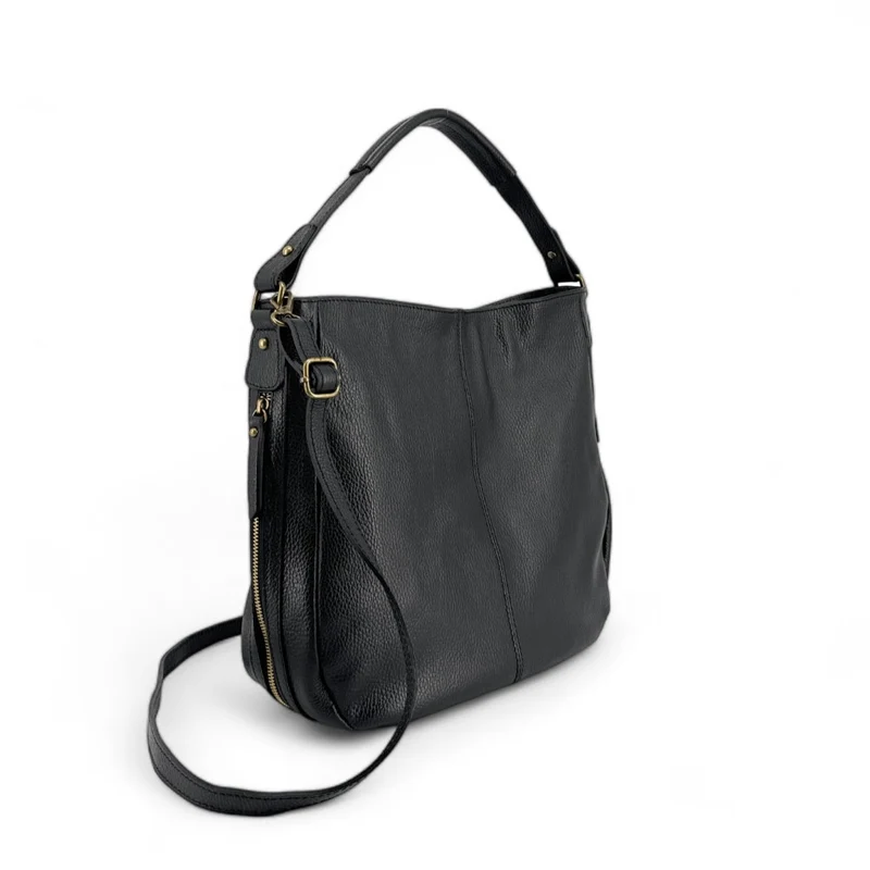 Sac à main en cuir grainé CANNES Noir
