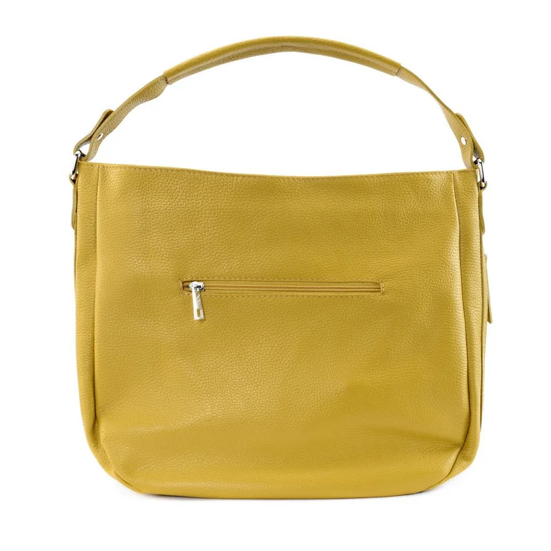 Sac à main en cuir grainé CANNES Jaune Moutarde