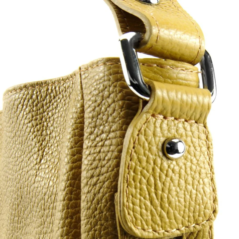 Sac à main en cuir grainé CANNES Jaune Moutarde