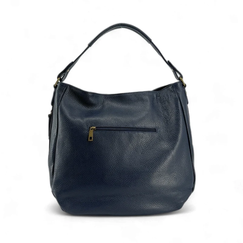 Sac à main en cuir grainé CANNES Bleu marine