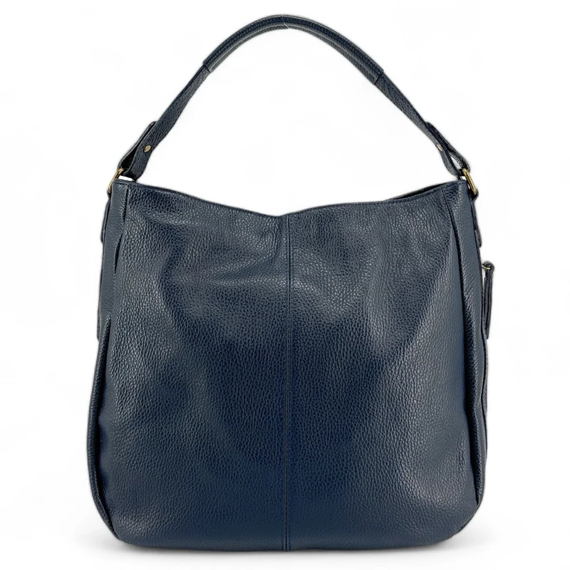 Sac à main en cuir grainé CANNES Bleu marine