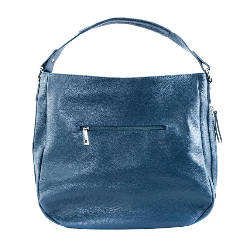 Sac à main en cuir grainé CANNES Bleu vert canard