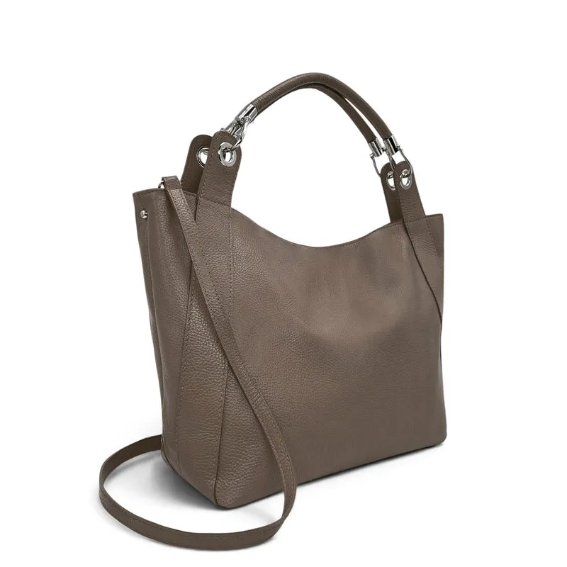Grand sac en cuir grainé PARIS Taupe foncé
