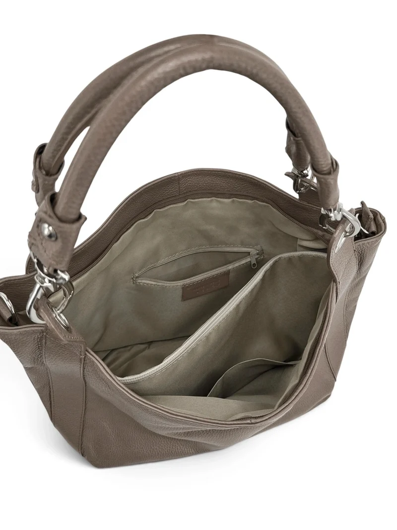 Grand sac en cuir grainé PARIS Taupe foncé